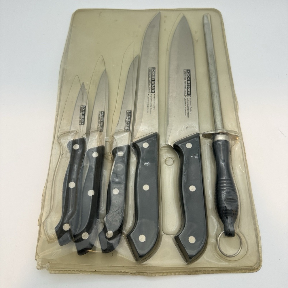 Koch Messer Stainless Rostfrei Inox 6 Pc Kitchen Knife Set w Sharpener NEW